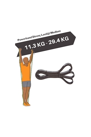 Powerband Direnç Lastiği ve Egzersiz Bandı Siyah Medium Siyah