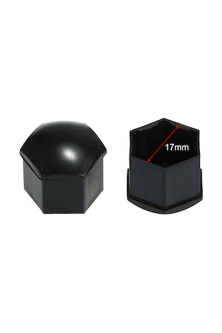 Springsun 17mm Abs Plastik Araba Tekerlek Somun Kapağı, Korozyona Dayanıklı, Siyah Kaplama, 20 Adet + Çıkarma Aracı