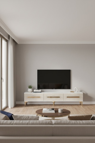 Tsa1806bg - Rany Tsa180 Tv Stand, Tv Sehpası Ve Tv Ünitesi Beyaz-gold 180cm