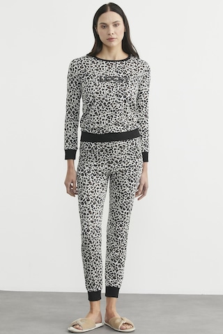 Sementa Leopar Desenli Pijama Takım - Ekru Ekru