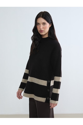 Lcw Comfort Lacivert Yarım Balıkçı Yaka Kadın Triko Tunik
