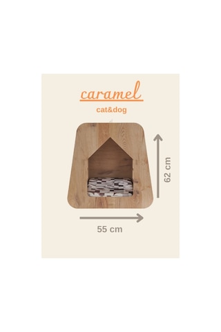 Kedi Köpek Evi Caramel 30 50 Yıkanabilir Kumaş Minder Ve Yatak Dahil