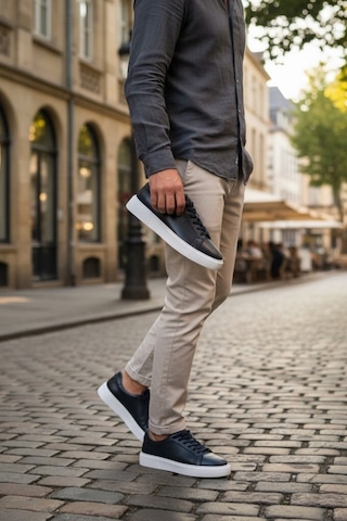 Enoch Hakiki Deri Minimalist Günlük Erkek Sneaker Comfort Taban Lacivert
