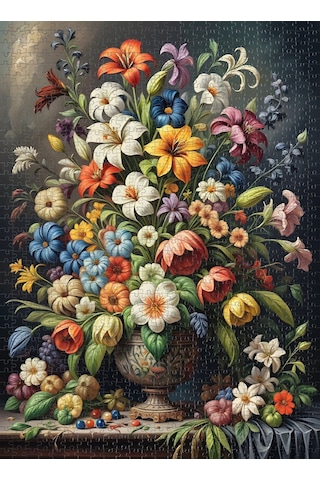 Nova Puzzle 1000 Parça Çiçeklerin Renk Senfonisi Puzzle - Vazoda Çiçek Kolajı