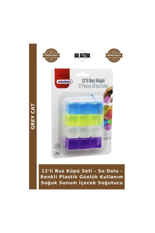 12'li Buz Küpü Seti - Su Dolu - Renkli Plastik Günlük Kullanım Soğuk Sunum İçecek Soğutucu Diğer