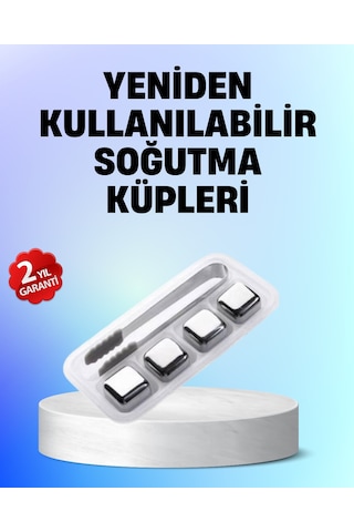 Yeniden Kullanılabilir 304 Çelik Metal Buz Küpleri 4'lü Set - Lisinya Çok Renkli