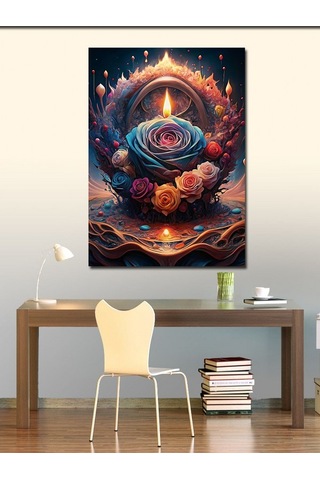 Kanvas Tablo Renkli Güller Ve Ortasında Ateş 50cmx70cm