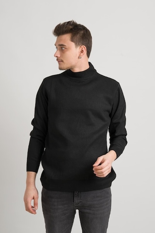 Regular Fit Yarım Balıkçı Nokta Desenli Akrilik Viskon Karışımlı Erkek Triko Kazak 001
