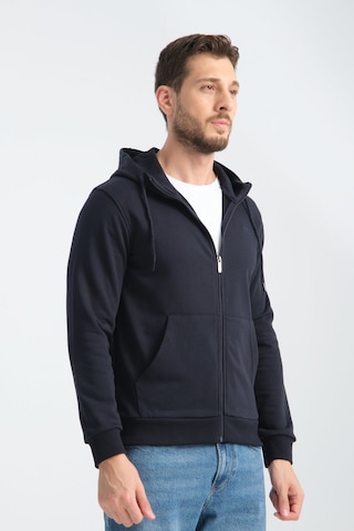 Shooter Sportwear Shooter Erkek Üç İplik Şardonsuz Fermuarlı Kapüşonlu Sweatshirt Lacivert
