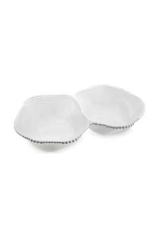 Melamin 2 Bölmeli Beyaz Servis Kase 32.6x24.6x7.1 Cm Genel