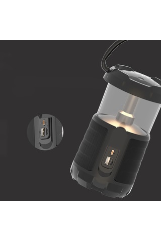 Lenyes S230 Kamp Gece Lambalı Bluetooth Speaker Hoparlör V5.3 Siyah Siyah