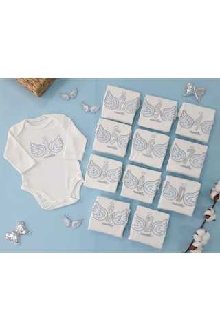 Papyon Baby Kids 0-ttbebe 0 12 Ay 12'li Badi Zıbın Seti Çıtçıtlı Badi Set Beyaz - Turkuaz