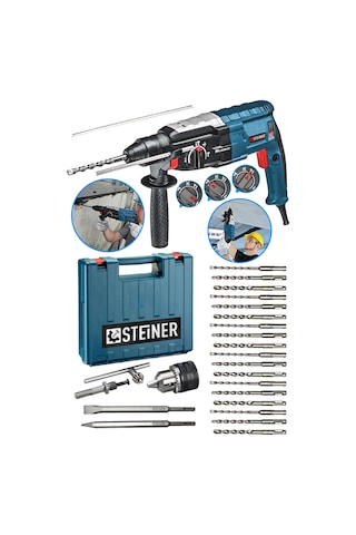 Steiner 4000 W Darbeli Kırıcı Delici Matkap + Mandren + 20 Parça Uç