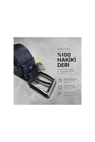 Akyol Erkek %100 Hakiki Deri Kemer Kot Lacivert Lacivert