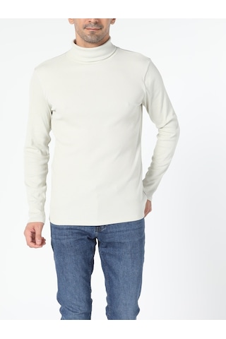 Colin's Slim Fit Balikci Erkek Gri Taş Uzun Kol Tişört CL1049854_Q1.V1_STM Taş