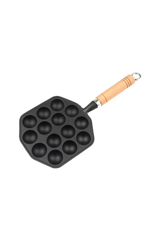 Takoyaki Pişirme Tepsisi 14 Gözlü Barbekü Plakası Elde Tutulan Pişirme Aletleri Siyah