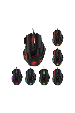 Hxsj Yedi Renk 7d Kablolu Fare Aydınlatmalı Oyun Faresi Kablolu Fare 3200 Dpı Ateş Tuşları