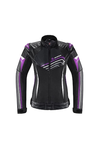 Ebakbak Motosiklet Kadın Montu 4 Mevsim Maxdura 600-d Dayanıklı Kumaş Ve Deri Women Motor Mont Purple