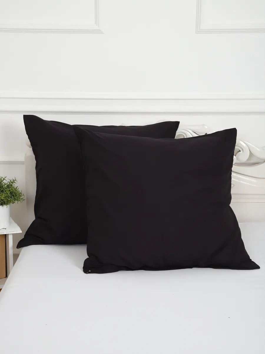 Inteteks Fermuarlı Yastık Kılıfları 70x70 2 Adet Polysaten 287672478 Siyah