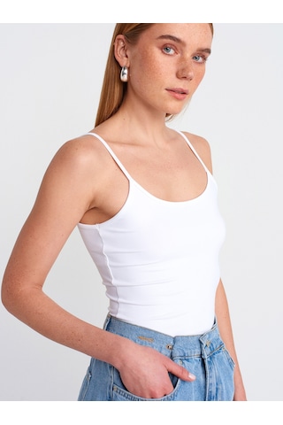 Dilvin 20901 İnce Askılı Poliamid Top-beyaz Beyaz