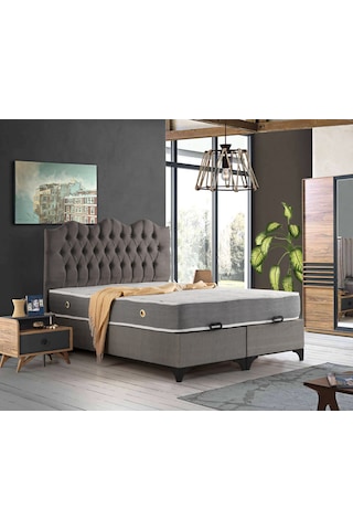 Azrayatakmobilya Çift Kişilik Comfort Yatak+Baza+Modelli Başlık