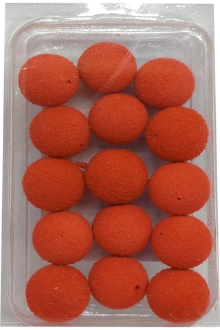 12 Mm Eva(Yüzen) Sünger Boili Kırmızı Çilek Yapay Yem ( 15 Adet)