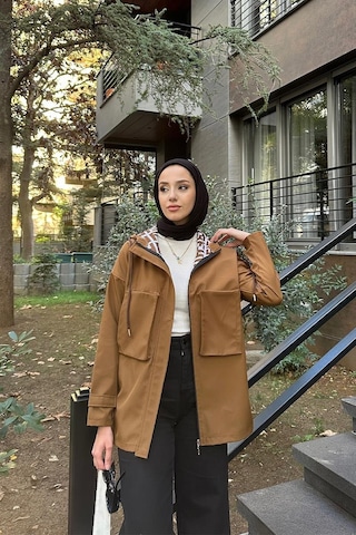 Cep Detaylı Kısa Trençkot Brc1907 Taba 001