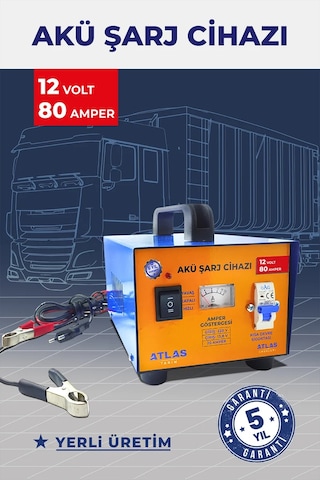 Tır/kamyon Akü Şarj Cihazı 12 Volt 80 Amper - 5 Yıl Garanti Tır/kamyon Akü Şarj Cihazı 12 Volt 80 Amper - 5 Yıl Garanti