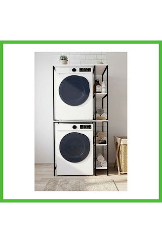 Vaveni Çamaşır Makinesi Dolabı Yan Raflı Dolap Metal Banyo Organizer Çok Katlı Düzenleyici 264 Siyah Arz