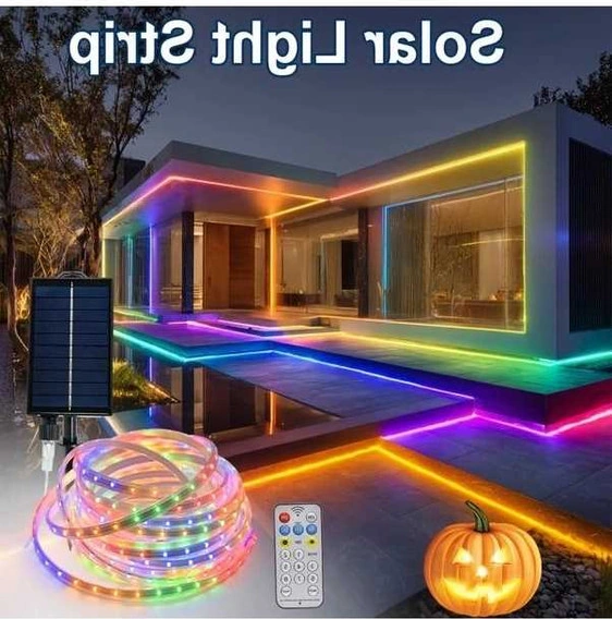 Trendooze 022 1 Adet Güneş Enerjili Led Şerit Işık 8 Mod Uzaktan Kumandalı Zaman Ayarlı 19685 İnç 320 Led Beyaz Işık