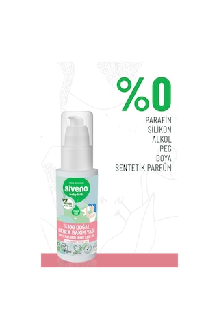 Siveno %100 Doğal Bebek Yağı Organik Jojoba Bakım Masaj Yağı Bitkisel Vegan 50 ml