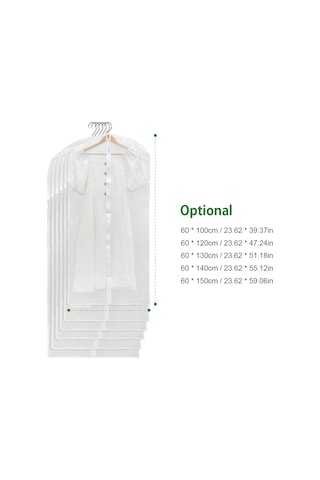Reedark 6 Adet Su Geçirmez Şeffaf Elbise Koruma Kılıfı - Tam Fermuarlı Gardırop Saklama Çantası Beyaz