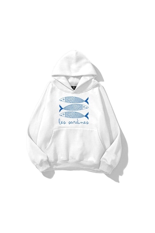 Tarzsokak Unisex Les Sardines Sweatshirt Beyaz