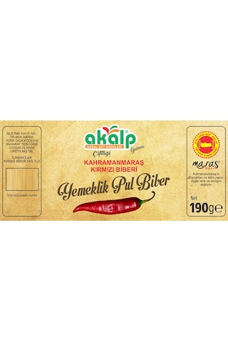 Akalp Çiftliği Yemeklik Kırmızı Pul Biber 190 G