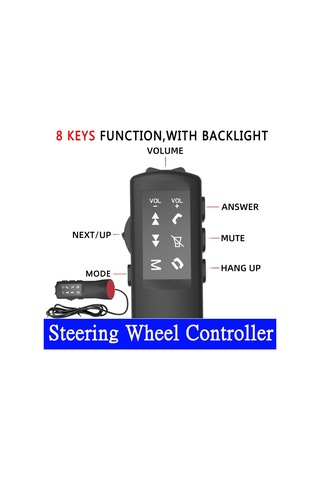 Fosenze Araba Direksiyon Kontrol Butonu 8 Tuşlu Işıklı Ekranlı Universal Android Multimedya Sistemi Uyumlu Siyah Abs+pc