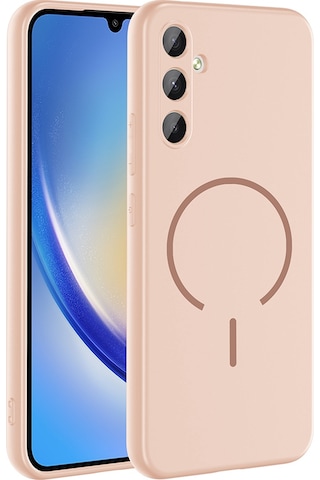 Galaxy Uyumlu A34 Kılıf M-safe Şarj Özellikli Sys Meta Kapak - Rose Pembe Rose Pembe