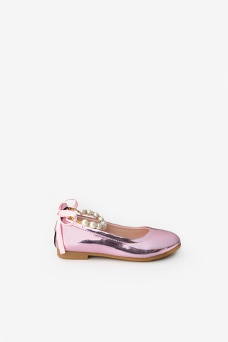 Le Mabelle Pembe İncili Topuğu Fiyonklu Kız Çocuk Ayakkabı Pembe