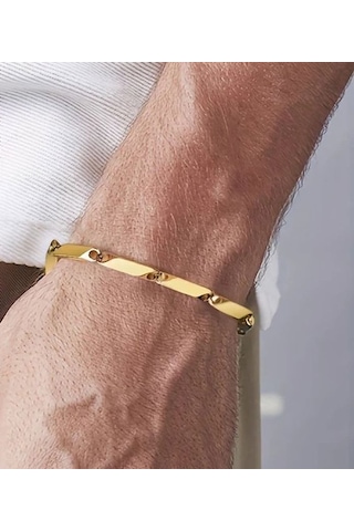 Çelik Bileklik Titanyum Melon Düz Model 3 Mm 22 Cm Altın Sarısı Gold Altın