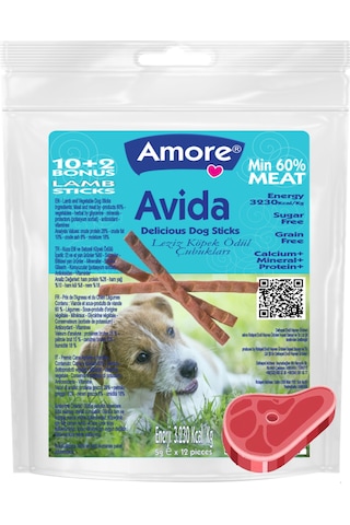 Amore Avida Doglamb Sticks Kuzulu Köpek Ödül Çubukları Tahılsız 12'li