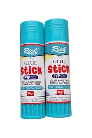 Glue Stick, Pvp Geliştirilmiş Formül, Güçlü Yapıştırıcı, Yıkanabilir, Toksik Madde İçermez, 36gr, 2'li Paket
