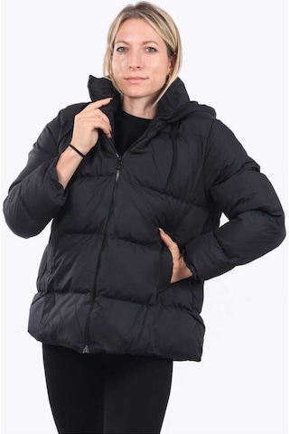 Nevege Butik Kadın Siyah Kapüşonlu Cepli Şişme Mont Siyah