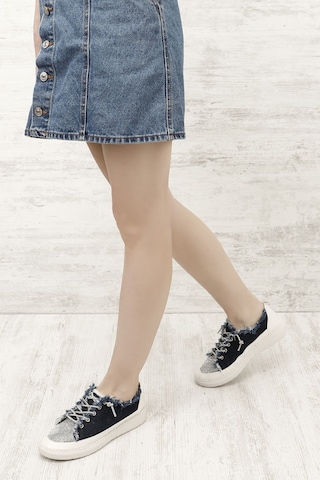 Gönderi(R) Gönderi R Lacivert Kot Triko Taşlı Comfort Dolgu Taban Sneaker Lacivert