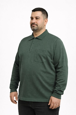 Classics Men Simenti Büyük Beden Erkek Polo Yaka Sweatshirt - 7564 Yeşil