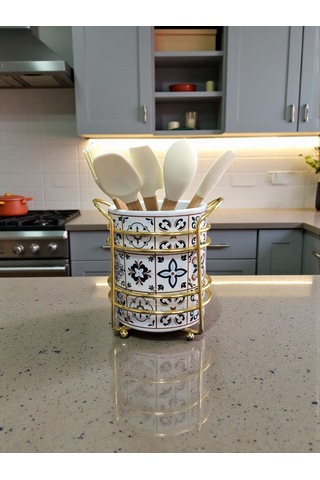 Kaşıklık - Ceramic Desen Gold Kahverengi