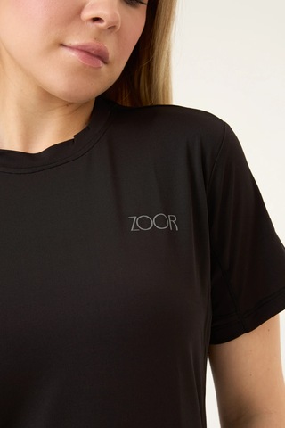 Zoor Kadın Kısa Kol Compression Fitness Gym Spor Body Tshirt Siyah