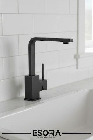 Full Siyah Kare Model Lüx Lavabo Bataryası Çeşmesi