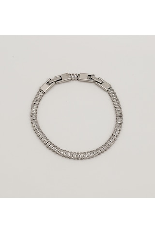 White Gold Plated Baget Su Yolu Bileklik Silver White Gold Plated Baget Su Yolu Bileklik Silver