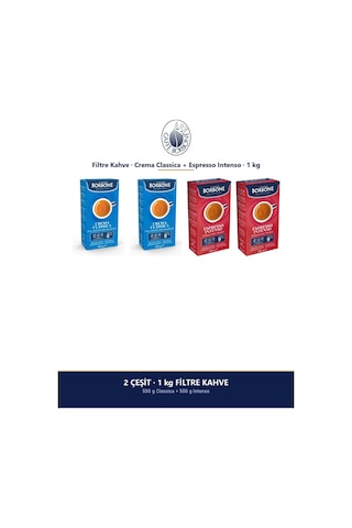 Caffe Borbone Classica Ve Intenso 1 Kg Öğütülmüş Filtre Kahve - İkili Avantaj Paketi