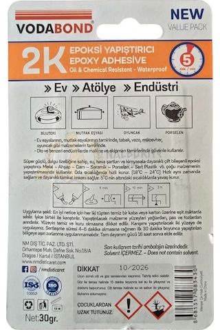 Vodabond Suya Dayanıklı Çok Amaçlı Epoksi Plastik Yapıştırıcı 30 Gr.