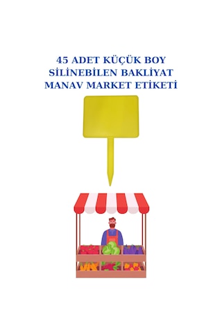 Yaz Sil Küçük Boy Sapla Bakliyat Etiketliği 45 Adet Manav Pazarcı Etiketi 001 Turuncu